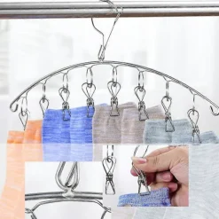 Best 4 st Rostfritt Stål Torkställning med Klämmor, Tvättlina Hängställning Vindtät Torkställning med 10 Klämmor för Underkläder