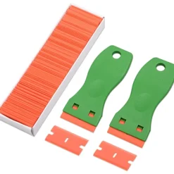 Sale 2 st Skrapor, Keramikhällsskrapa Glasskrapa med 100 Plastskrapor, för Borttagning av Etiketter, Lim, (Grön)