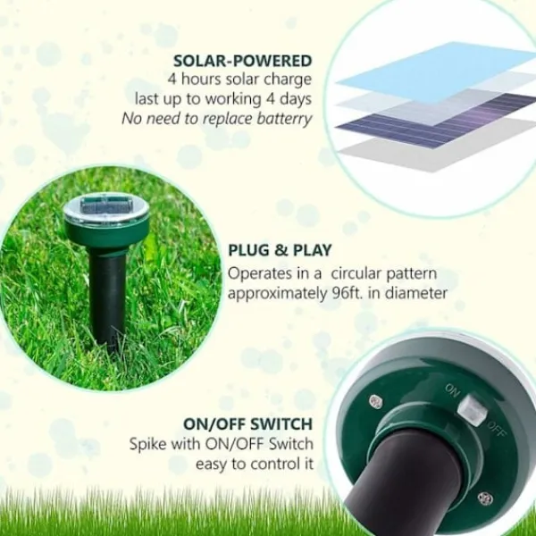 Discount 4 st Solcellsdrivna Mullvadsskrämmare, Ultraljudsskrämmare