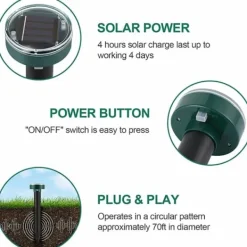 Discount 4 st Solcellsdrivna Mullvadsskrämmare, Ultraljudsskrämmare