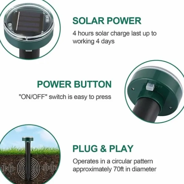 Discount 4 st Solcellsdrivna Mullvadsskrämmare, Ultraljudsskrämmare
