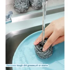 Best 12 st Stålullsskrubbare för Rengöring av Disk, Kastruller, Grytor, Ugnar, Grillar, Diskbänkar - Rostfria Skrubbare för Kök, 12-pack