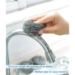 Best 12 st Stålullsskrubbare för Rengöring av Disk, Kastruller, Grytor, Ugnar, Grillar, Diskbänkar - Rostfria Skrubbare för Kök, 12-pack
