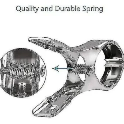 New 6 st stora strandhandduksklämmor i rostfritt stål, stora klädnypor för strandstol, stora stift för handduk, Qu