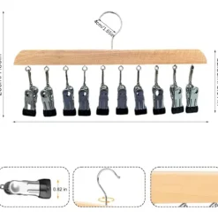 Clearance 2 st strumptorkar, klädställning i trä, vindtät klädställning med 10 klämmor för strumpor, underkläder, hattar, halsdukar, handdukar, innersulor