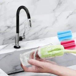 New 6 st Svampflaskborstar Justerbar Flasksvamp Rengöringsborste Långt Plasthandtag Rengöring Koppborste Mjuk Svamp