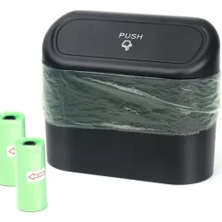 Hot 1 st (Svart) Liten Bil Papperskorg, Bil Papperskorg med Lock,