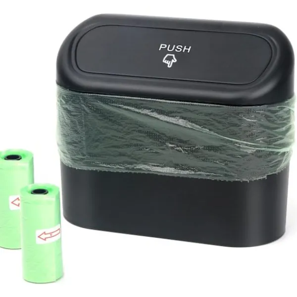 Hot 1 st (Svart) Liten Bil Papperskorg, Bil Papperskorg med Lock,