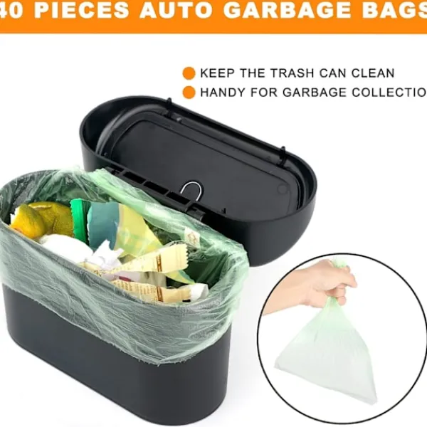 Hot 1 st (Svart) Liten Bil Papperskorg, Bil Papperskorg med Lock,