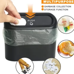 Hot 1 st (Svart) Liten Bil Papperskorg, Bil Papperskorg med Lock,