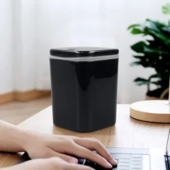 Outlet 1 st Svart Liten Soptunna i Plast, Mini Soptunna för Skrivbord