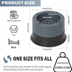 Discount 4 st Svarta Antivibrationskuddar, 4 st Basfotskuddar för Tvättmaskin, Halkfria Höjdökande Stöt- och Ljudreducerande Mattor för Tvättmaskin och Torktumlare Su | Fyndiq