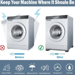 Discount 4 st Svarta Antivibrationskuddar, 4 st Basfotskuddar för Tvättmaskin, Halkfria Höjdökande Stöt- och Ljudreducerande Mattor för Tvättmaskin och Torktumlare Su | Fyndiq