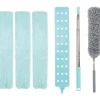 New 4 st teleskopiska dammborttagningsverktyg eller borste med 2 tygöverdrag i mikrofiber, handdammsugare, tvättbar, teleskopisk dammsamlare för hushållsbruk | Fyndiq