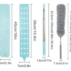 New 4 st teleskopiska dammborttagningsverktyg eller borste med 2 tygöverdrag i mikrofiber, handdammsugare, tvättbar, teleskopisk dammsamlare för hushållsbruk | Fyndiq