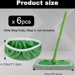 Hot 6 st återanvändbara mikrofibermoppdynor för Swiffer Sweeper-mopp, torra svepduk och våta moppduk för moppning av golv - WELLNGS