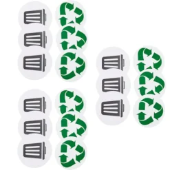 18 st återvinningsbara miljövänliga etiketter för sopor och återvinning, självhäftande, vattentäta etiketter för hem och utomhusbruk