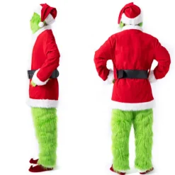 Discount 7 st The Grinch-dräkt Jul Cosplay Vuxen Jultomte-dräkt Uppsättning Kläder + Mask A-WELLNGS Endast Mask Mask only M Mask only M_max Mask only M