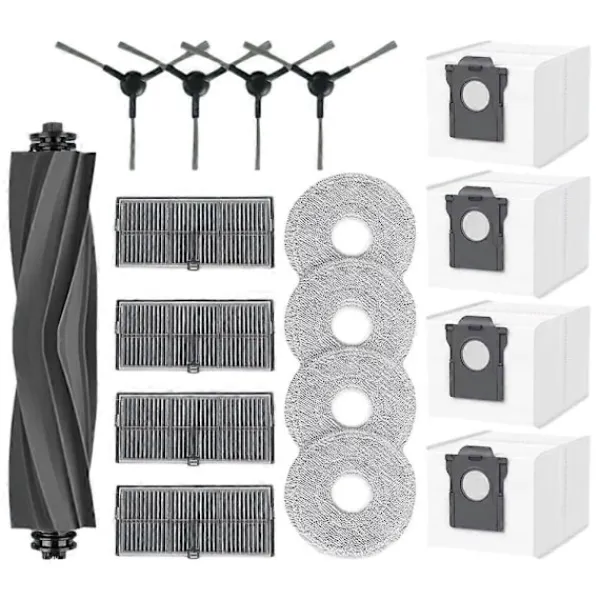 Best 17 st Tillbehör för Dreame L40 Ultra AE/D20 Ultra / RLD31SE/ MOVA E40 Ultra Dammsugare Huvudborste Sidoborste Filter Mopp Dammpåse