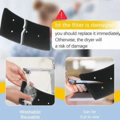 Best 4 st Torkfilter för Bauknecht Privileg Whirlpool HX 481010716911 Torkfilter Återanvändbart Kondenserande Black