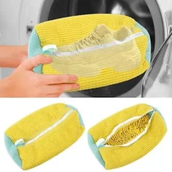 1 st Tvättbar Skoväska i Bomull Tvättnät Fluffiga Fibrer Tar Enkelt Bort Smuts Tvättpåsar Anti-Deformations Skor Kläder Organizer_ry