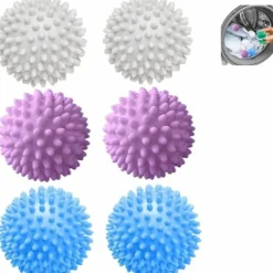 Outlet 6 st tvättbollar för tvättmaskin, torktumlare, återanvändbara, för rengöring av kläder hemma