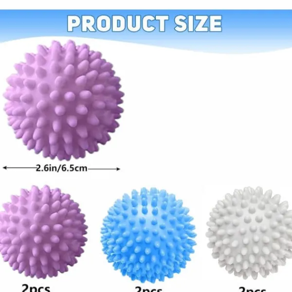 Outlet 6 st tvättbollar för tvättmaskin, torktumlare, återanvändbara, för rengöring av kläder hemma