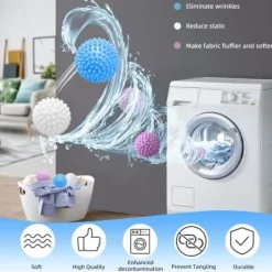 Outlet 6 st tvättbollar för tvättmaskin, torktumlare, återanvändbara, för rengöring av kläder hemma