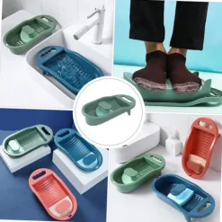 Hot 1 st tvättbräda - Handtvätt Rengöring Bräda Diskho Mini Bärbar Tvättmaskin Sock Tvättbräda Pp Djur Barn Underkläder green