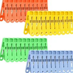Best 120 st Tvättklämmor Klädnypor, Klädnypor för Torklina Starka, Starkt Grepp Tvättklämmor, Plastklämmor för Torklina (4 Färger)