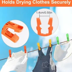 Best 120 st Tvättklämmor Klädnypor, Klädnypor för Torklina Starka, Starkt Grepp Tvättklämmor, Plastklämmor för Torklina (4 Färger)