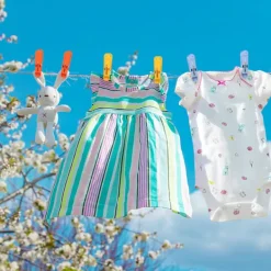 Best 120 st Tvättklämmor Klädnypor, Klädnypor för Torklina Starka, Starkt Grepp Tvättklämmor, Plastklämmor för Torklina (4 Färger)