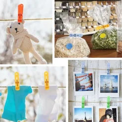 Best 120 st Tvättklämmor Klädnypor, Klädnypor för Torklina Starka, Starkt Grepp Tvättklämmor, Plastklämmor för Torklina (4 Färger)