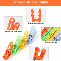 Best 120 st Tvättklämmor Klädnypor, Klädnypor för Torklina Starka, Starkt Grepp Tvättklämmor, Plastklämmor för Torklina (4 Färger)