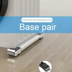 Best 2 st Tvättmaskin Mobil Rulle Utdragbar Järn Vit 16 Hjul Lågt Ljud Hög Lastkapacitet med Broms Tvättmaskinsvagn för Möbler