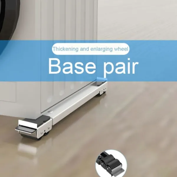 Best 2 st Tvättmaskin Mobil Rulle Utdragbar Järn Vit 16 Hjul Lågt Ljud Hög Lastkapacitet med Broms Tvättmaskinsvagn för Möbler