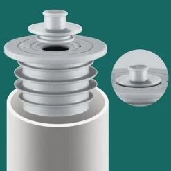 Clearance 1 st Tvättmaskinspipeskarv, avloppsrörsförsegling, deodorering för tvättmaskin, grå avlopp