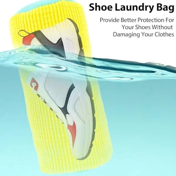 Hot 2 st tvättpåsar för skor, skorengöringspåse med dragkedja, tvättpåse för skor, återanvändbar, lätt och bärbar