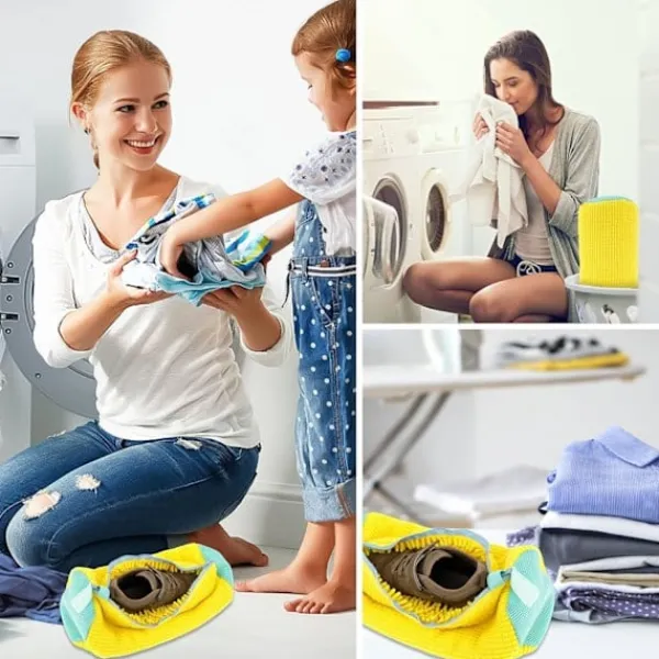 Hot 2 st tvättpåsar för skor, skorengöringspåse med dragkedja, tvättpåse för skor, återanvändbar, lätt och bärbar