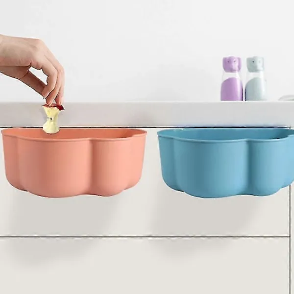 Sale 2 ST Väggmonterade Molnformade Soptunnor Hushållskök Avfallsbehållare För Kontor blå