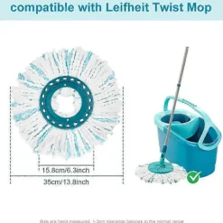 Outlet 4 st./förpackning Mopphuvud för Leifheit Twist Mopp Superabsorberande Mikrofiber Ersättning