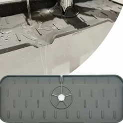 Online 2 stänkskydd för kökskran, silikonkranmatta vattenuppsamlare, grå