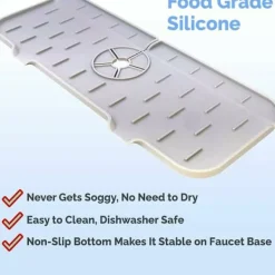 Online 2 stänkskydd för kökskran, silikonkranmatta vattenuppsamlare, grå