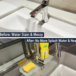 Online 2 stänkskydd för kökskran, silikonkranmatta vattenuppsamlare, grå