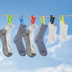 Sale 60 Strumpklämmor för Tvättmaskin och Torktumlare, Strumpklämmor med Krokar, Strumphållare Tvättmaskin, Dir