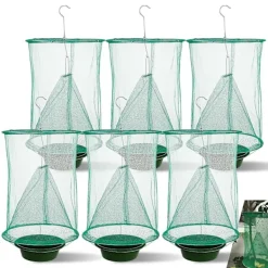 Discount 6 st/set Bärbar Ranch Återanvändbar Flugfälla W/ Bete Bricka Hängande Pe