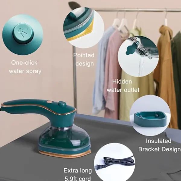 Online 1 stycke (Grön) Bärbar Handhållen Strykjärn, Mini Handhållen Ångstrykjärn