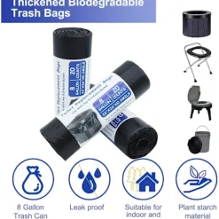 Hot 100 Stycken Biologiskt Nedbrytbara Sopsäckar 30 Liter Förtjockning, Engångs Toalettpåse för Portabla Toaletter, Camping, Vandring, Resor