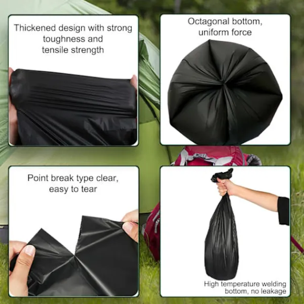 Hot 100 Stycken Biologiskt Nedbrytbara Sopsäckar 30 Liter Förtjockning, Engångs Toalettpåse för Portabla Toaletter, Camping, Vandring, Resor