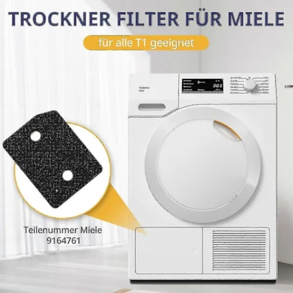 Hot NICEGOU 4 stycken filter Kompatibla med Miele T1-serien torktumlare 9164761 reservdel torktumlare fin/grov 207 x 157 x 30 mm tumbl